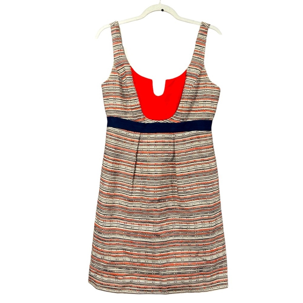 Milly of New York Red and Navy Striped Midi Dress